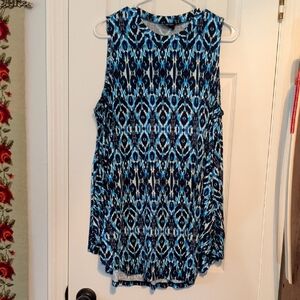Lane Bryant Blue & Black Ikat Print Tank